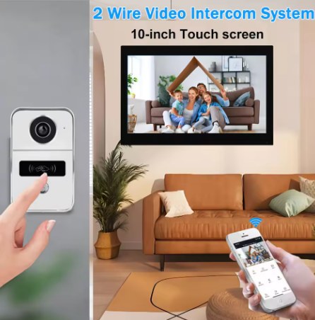 Videoportero de 2 hilos con monitor de 10 pulgadas y control desde el móvil